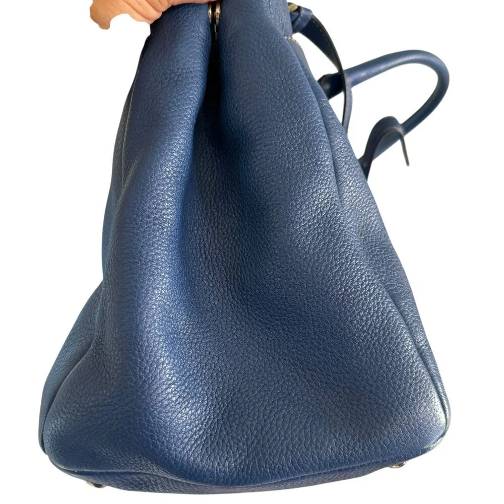 Prada Vitello Daino Baulette Cobalto w/ Crossbody Strap Leather Tote - Picture 4 of 13